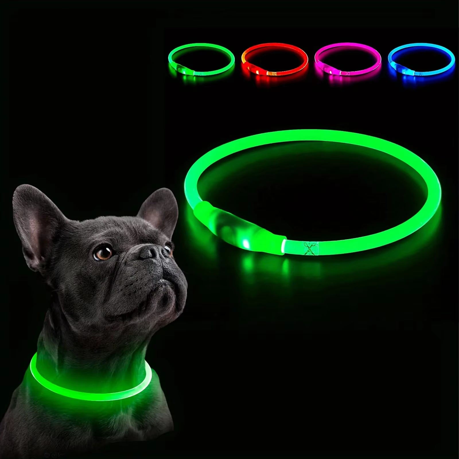 USB Rechargeable Fiber Optic Collar Pet Dog LED Light Collar Luminous Anti-Lost Dog Collar USB Rechargeable Dog Necklace Collar