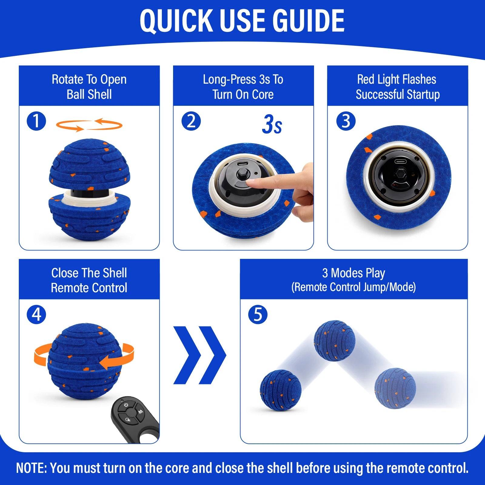 Smart Interactive Dog Toy, Indestructible E-TPU Toy Ball for Aggressive Chewers, Automatic Moving, Rechargeable Ball for Small/M